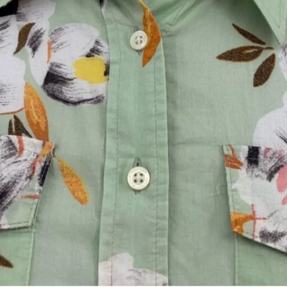 Ralph Lauren Pastel Green Floral MomCore Button Down Long Sleeve Blouse 2X - Picture 4 of 7